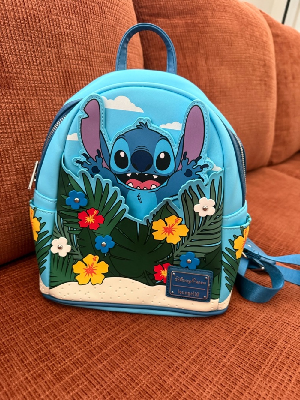 Disney Parks x Loungefly Blue Stitch Tropical Mini Backpack